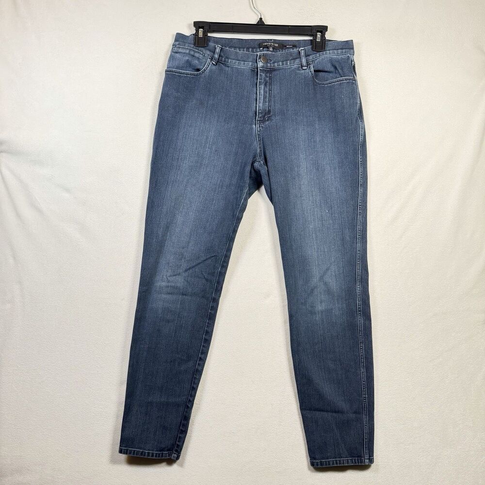Lafayette 148 Mercer Jeans Womens 12 Blue Stretch Denim Mid Rise Slim Straight